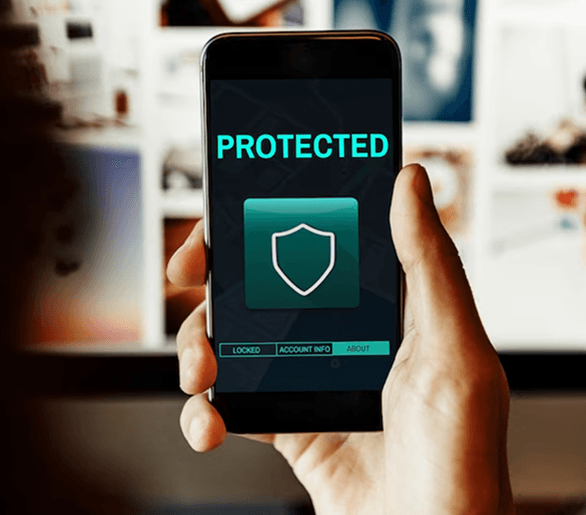 Phone showing protected screen
